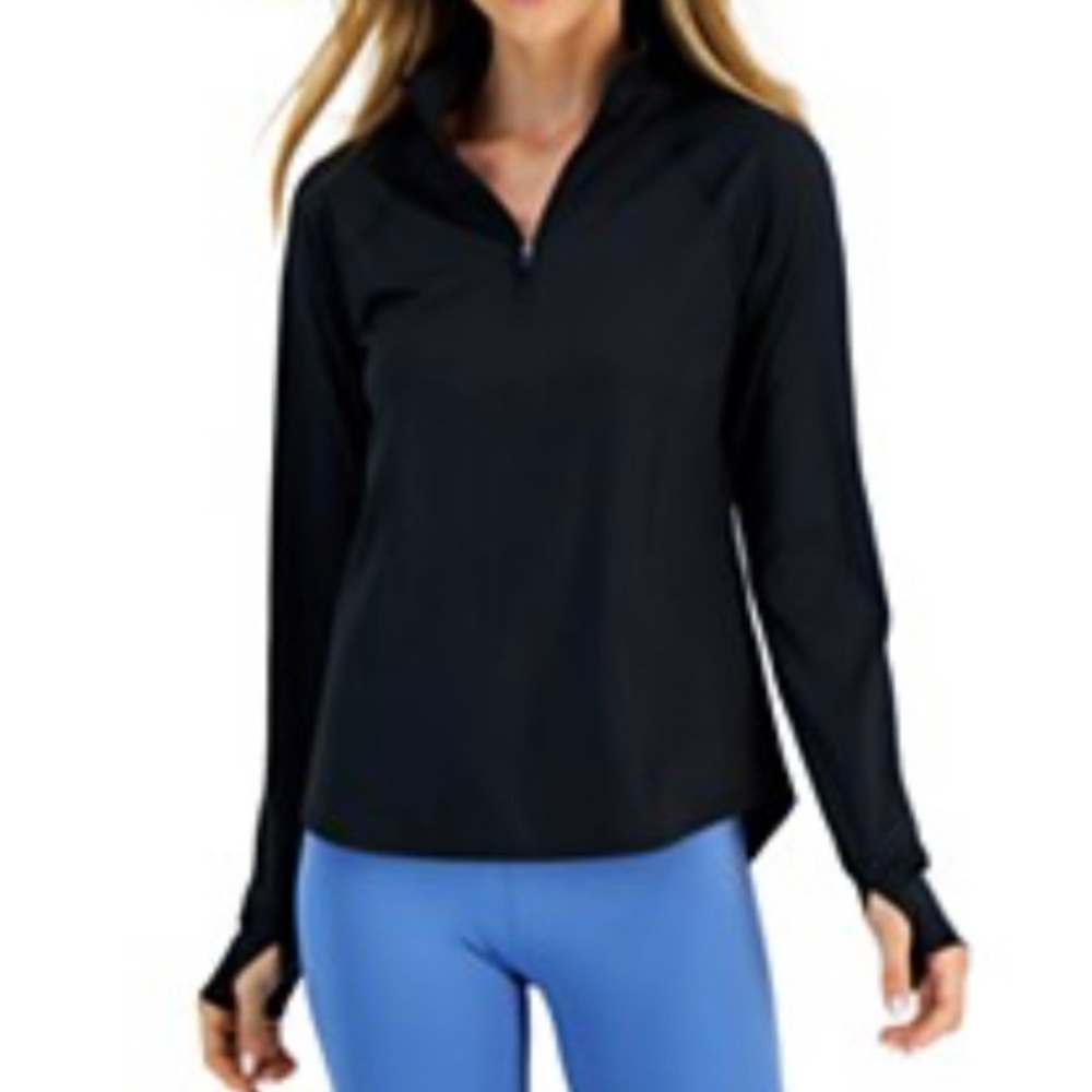 Ideology 1/4 Zip Black Workout Hiking Running Yoga Activewear Top